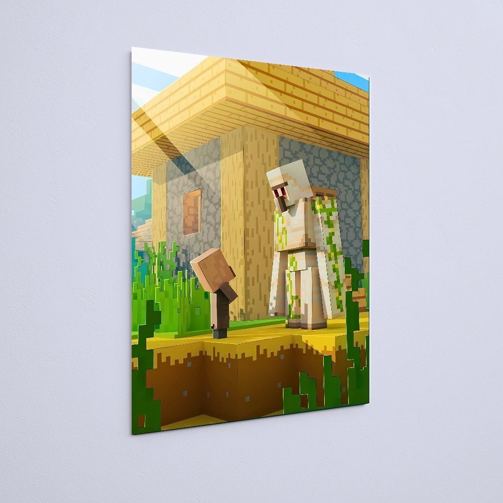Quadro Decorativo Minecraft Golem Vila Minecraft Sol - Imagem 3