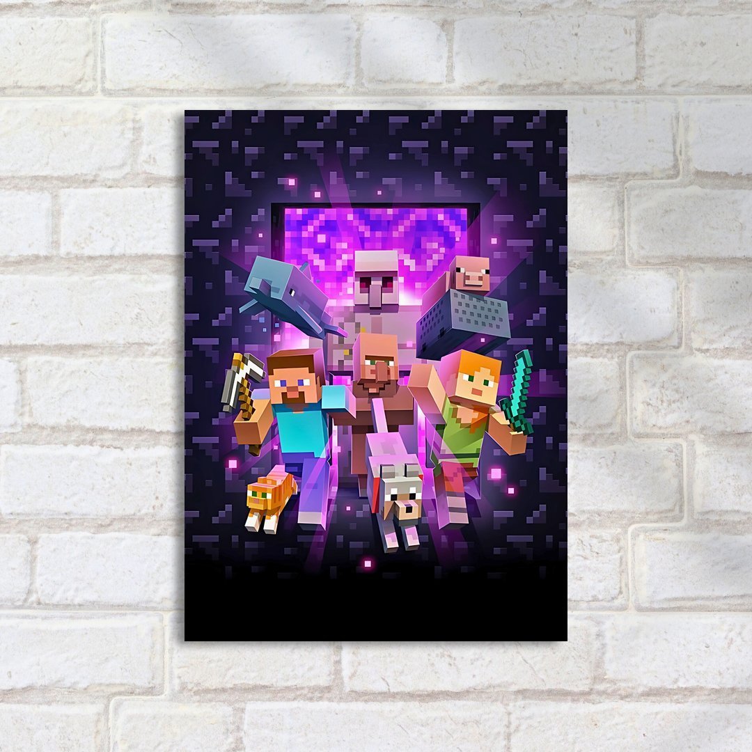 Quadro Decorativo Minecraft Personagens Portal Nether - Imagem 2