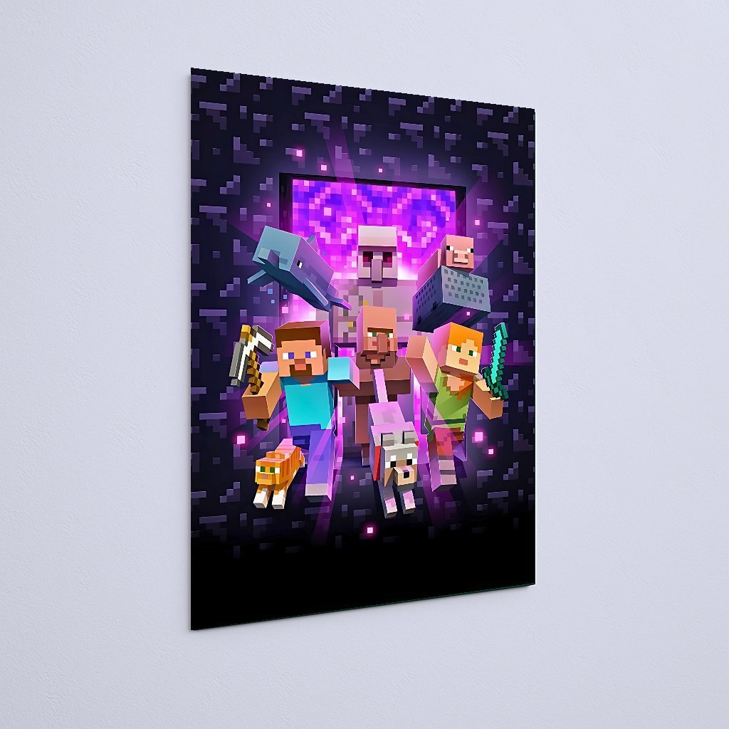 Quadro Decorativo Minecraft Personagens Portal Nether - Imagem 3