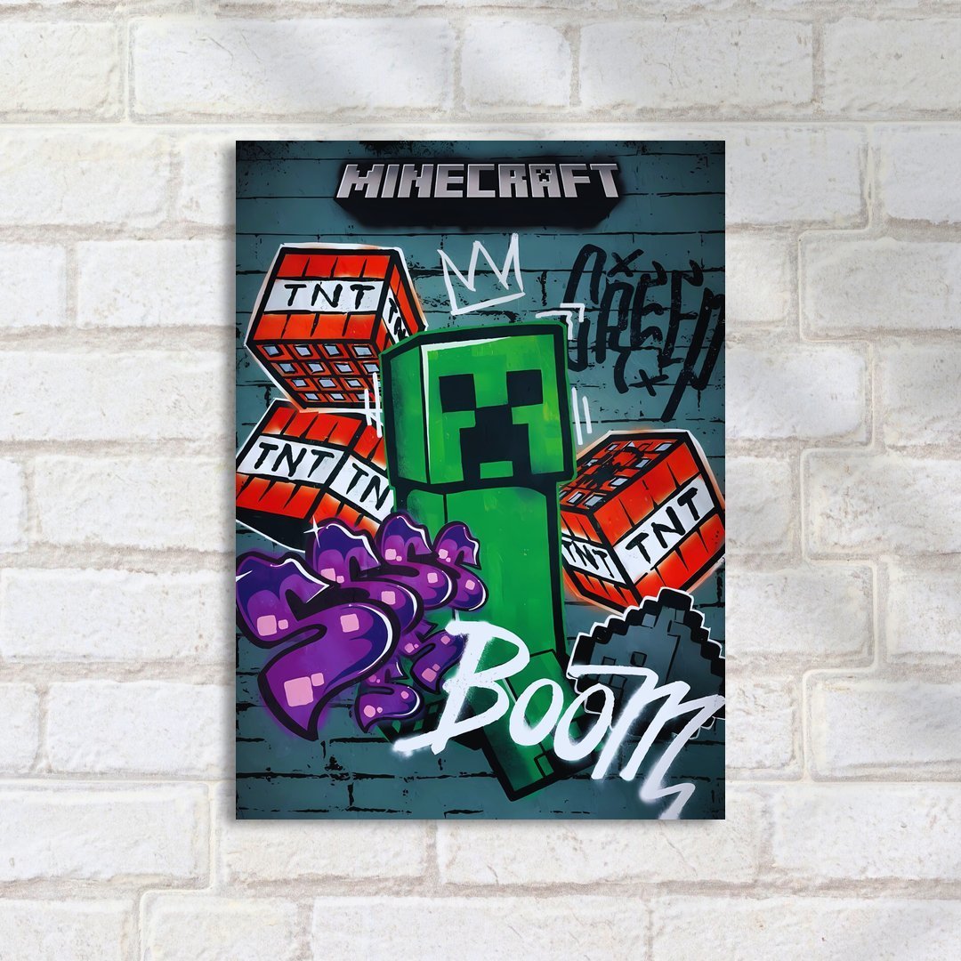 Quadro Decorativo Minecraft Creeper Minecraft Tnt Graffiti - Imagem 2
