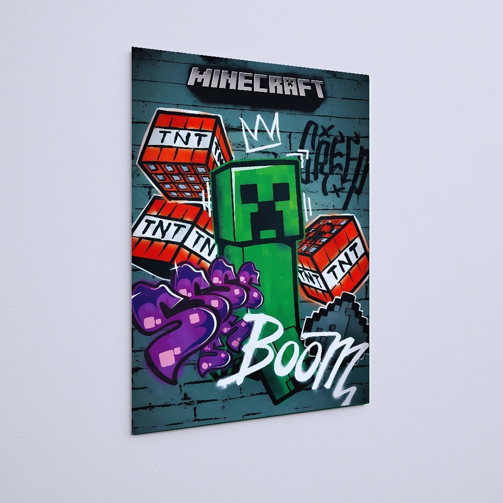 Quadro Decorativo Minecraft Creeper Minecraft Tnt Graffiti - Imagem 3