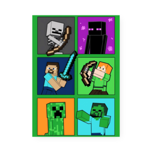 Quadro Decorativo Minecraft Personagens Cubicos Verde