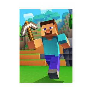 Quadro Decorativo Minecraft Steve Minecraft Picareta Correndo