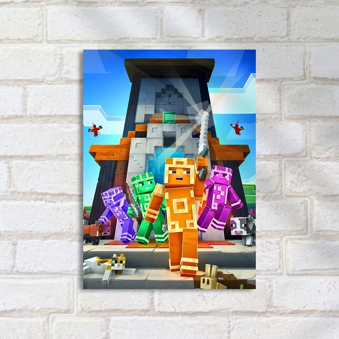 Quadro Decorativo Minecraft Personagens Armadura Colorida - Imagem 2