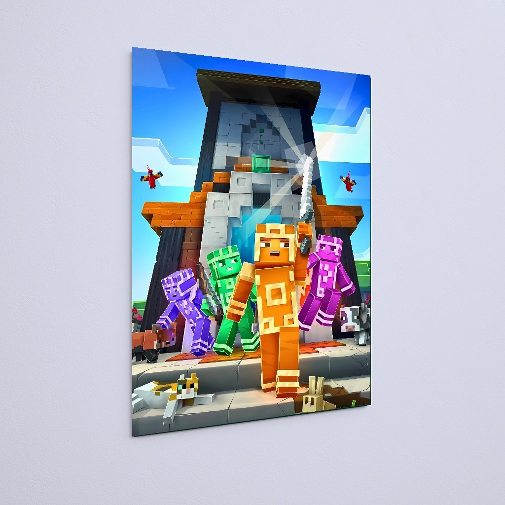 Quadro Decorativo Minecraft Personagens Armadura Colorida - Imagem 3