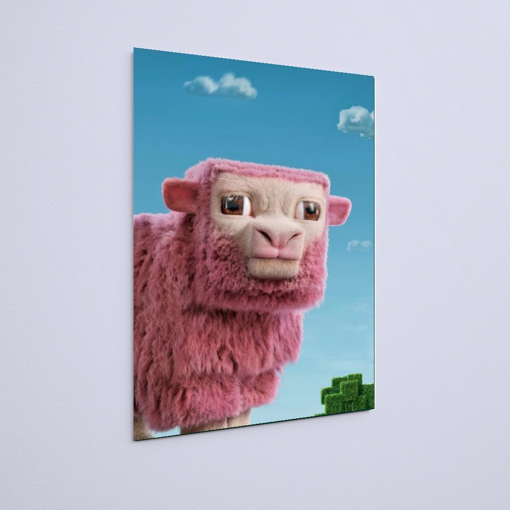 Quadro Decorativo Minecraft Ovelha Rosa Minecraft Cubo - Imagem 3