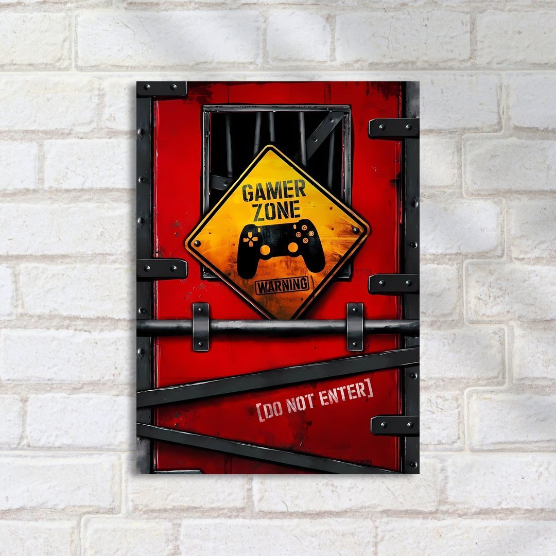 Quadro Decorativo Gamer Zone Placa Aviso - Imagem 2