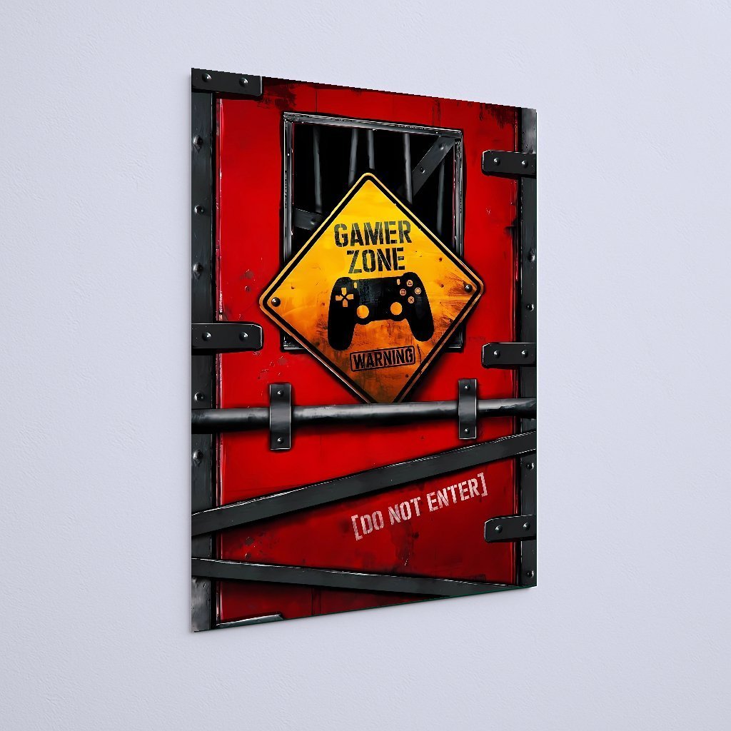 Quadro Decorativo Gamer Zone Placa Aviso - Imagem 3