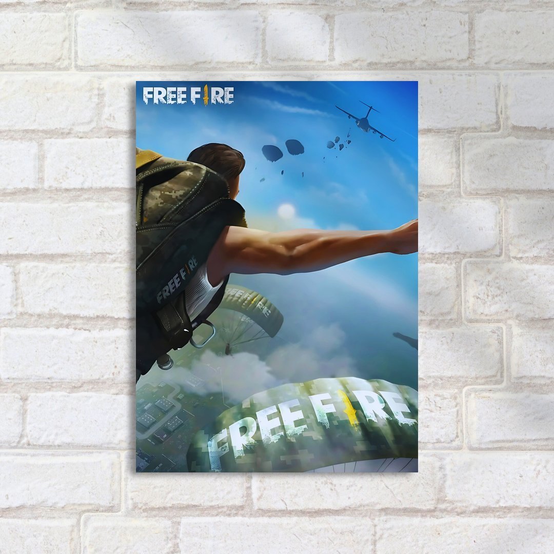 Quadro Decorativo Free Fire Paraquedismo Сena - Imagem 2