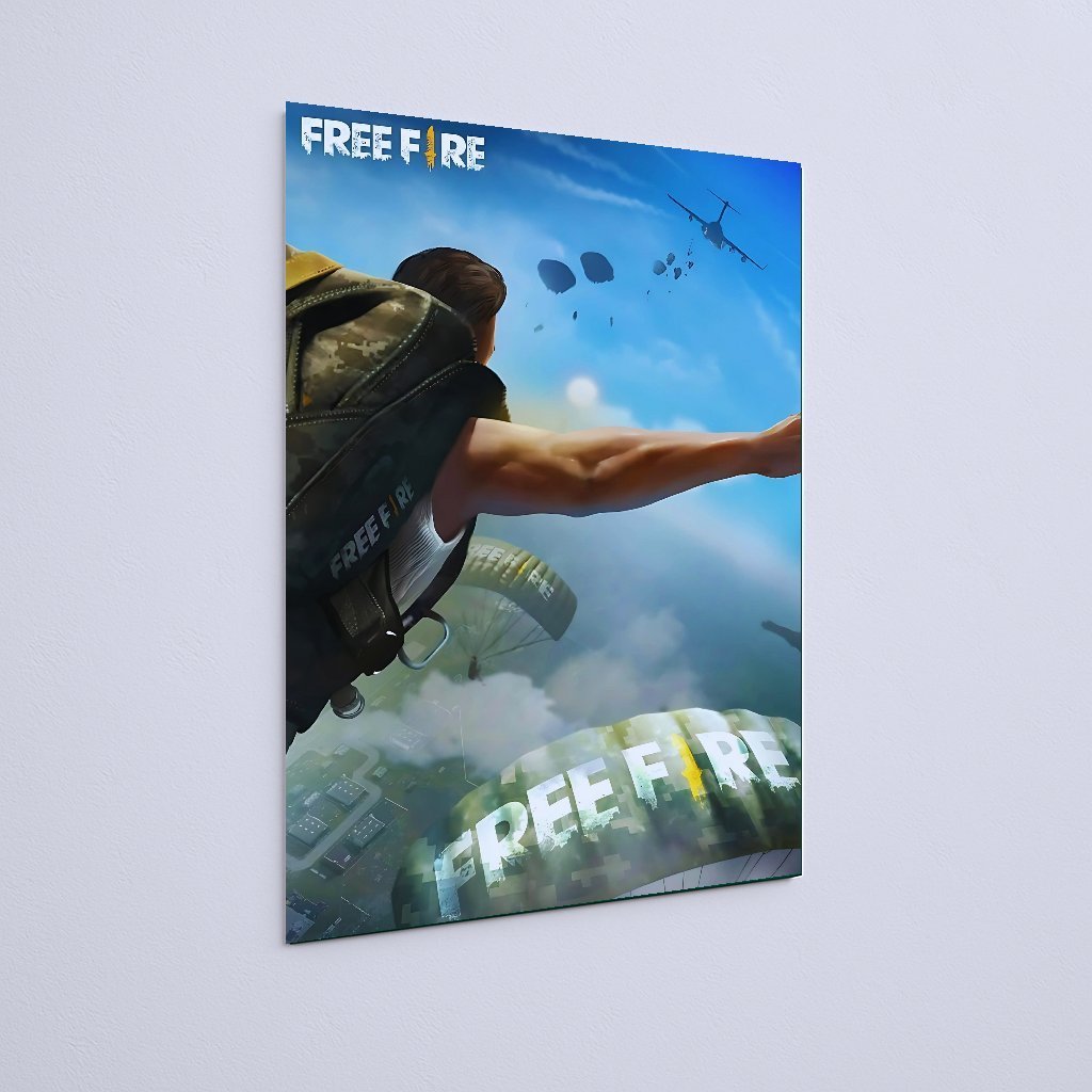 Quadro Decorativo Free Fire Paraquedismo Сena - Imagem 3