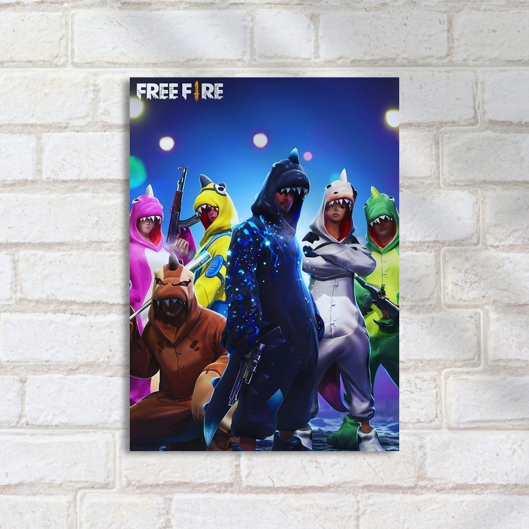 Quadro Decorativo Free Fire Fantasias Dinossauro - Imagem 2