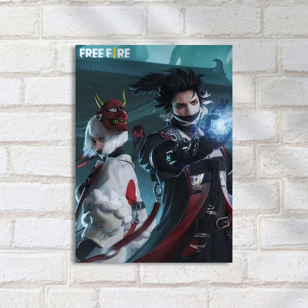 Quadro Decorativo Free Fire Personagens Mascaras - Imagem 2