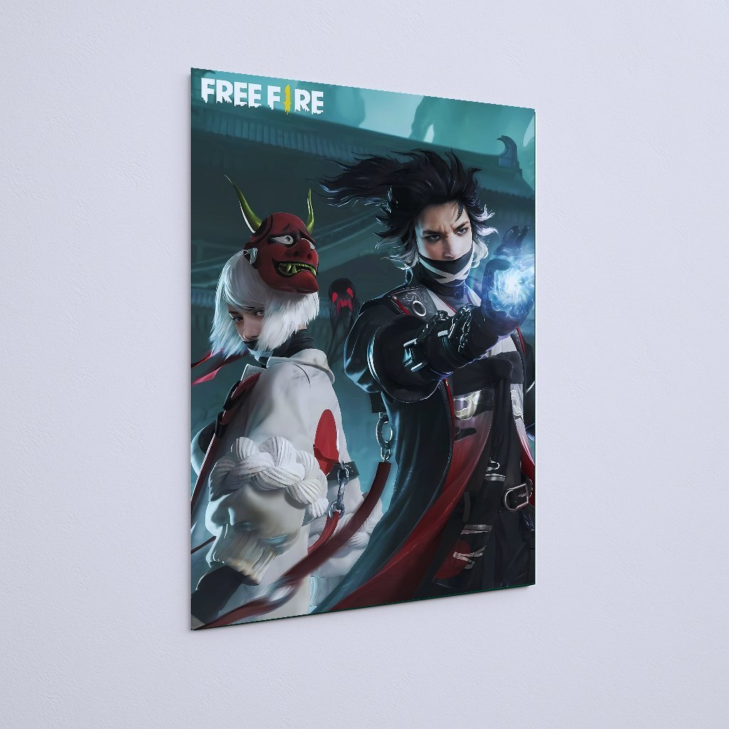 Quadro Decorativo Free Fire Personagens Mascaras - Imagem 3