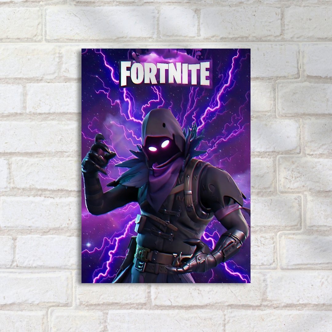 Quadro Decorativo Fortnite Personagem Roxo Raios - Imagem 2