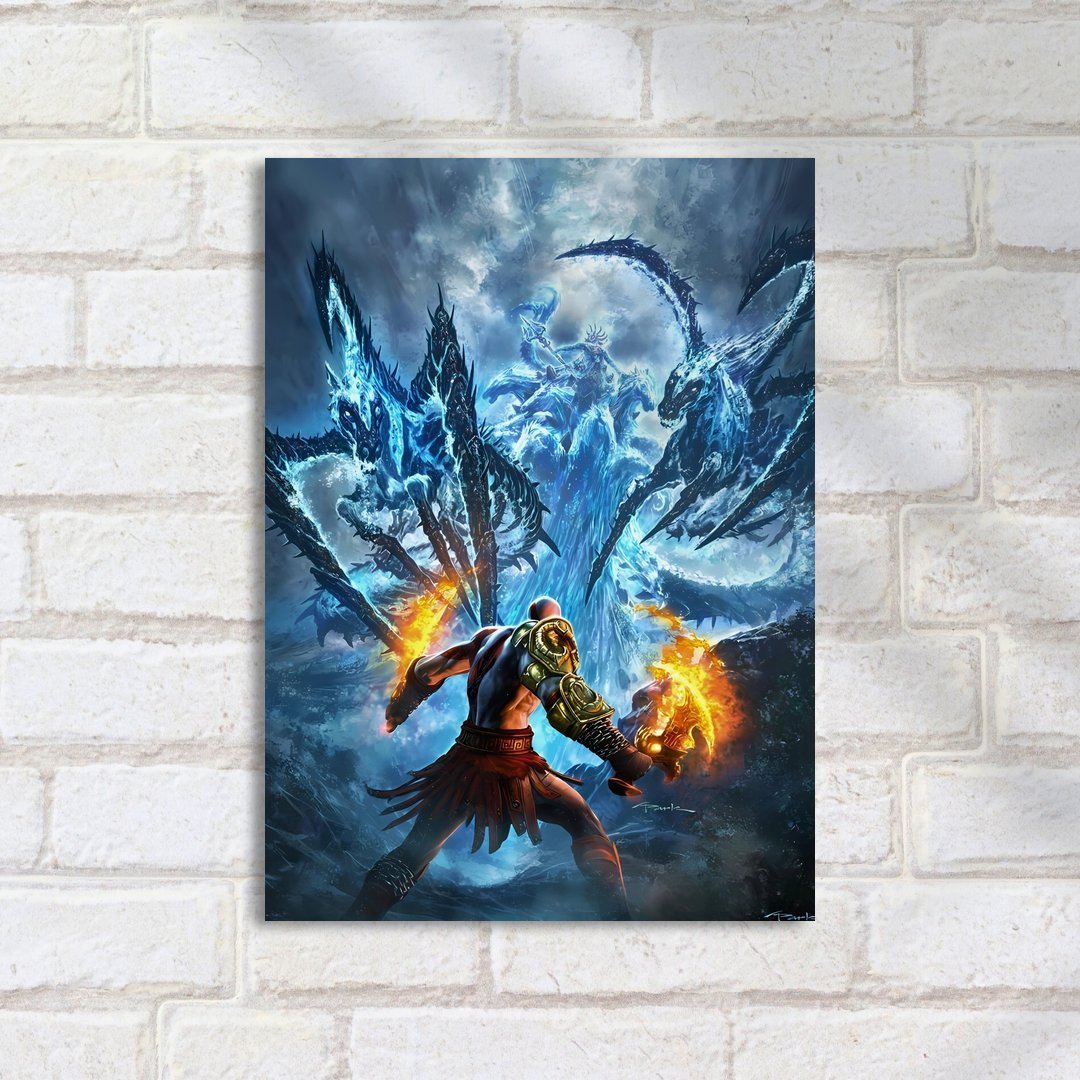 Quadro Decorativo Kratos Contra Ice Monstros - Imagem 2