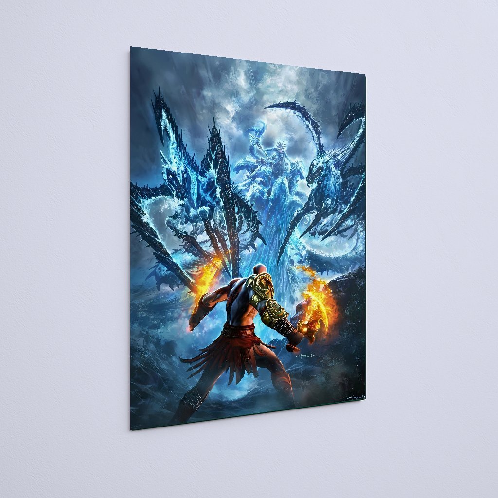 Quadro Decorativo Kratos Contra Ice Monstros - Imagem 3