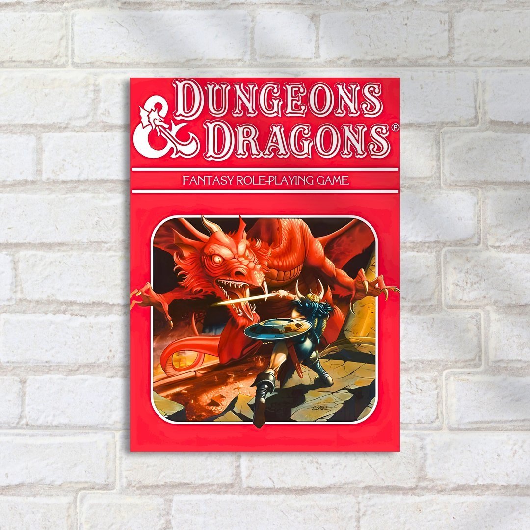 Quadro Decorativo Rpg Dragao Vermelho Guerreiro Escudo - Imagem 2