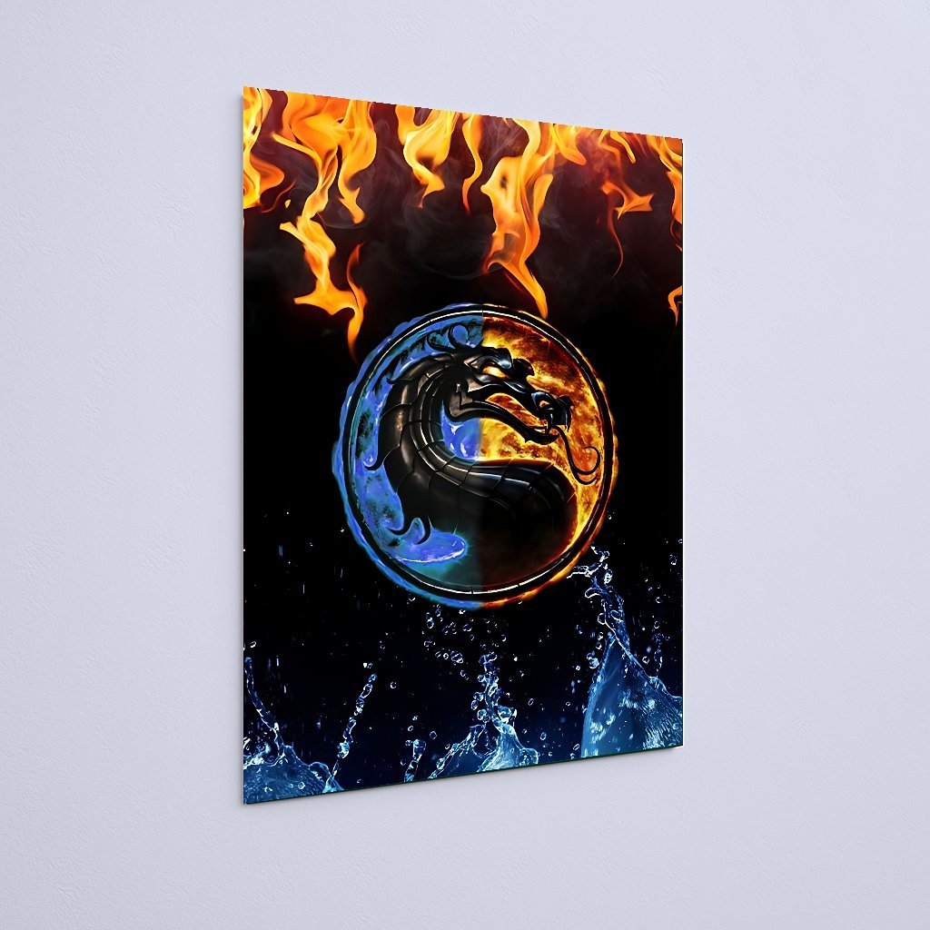 Quadro Decorativo Mortal Kombat Logo Fogo Agua - Imagem 3