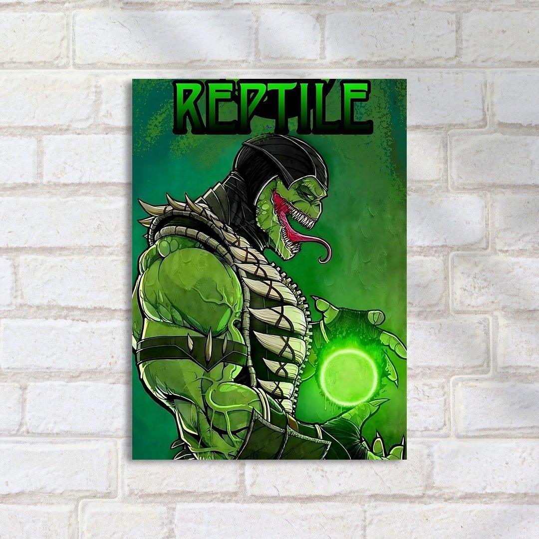 Quadro Decorativo Reptile Personagem Verde Energia - Imagem 2