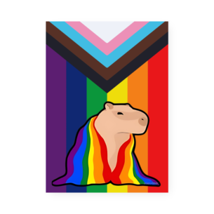 Quadro Decorativo Capivara Bandeira Lgbt