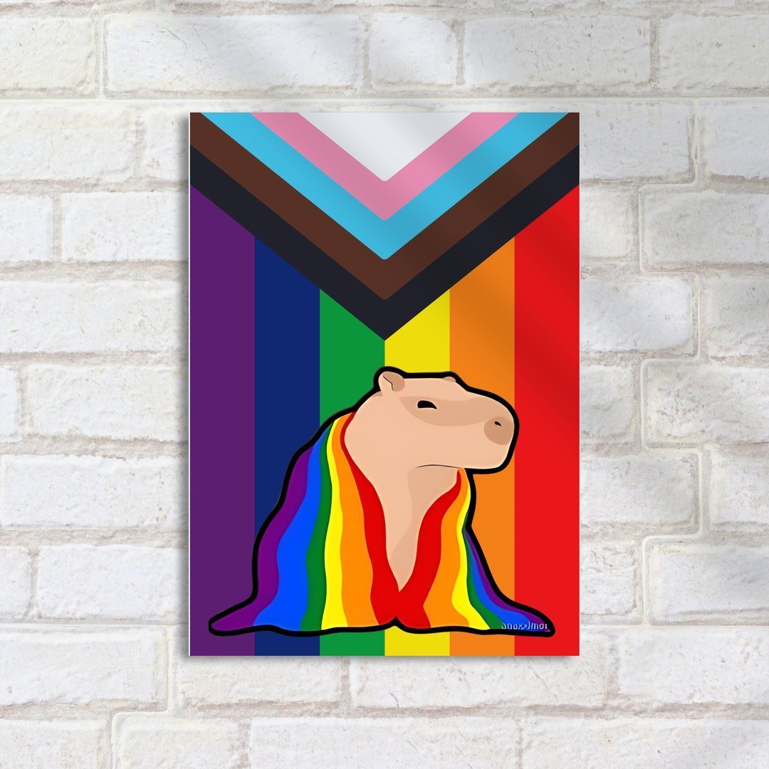 Quadro Decorativo Capivara Bandeira Lgbt - Imagem 2