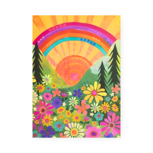 Quadro Decorativo Flores Coloridas Arco Iris