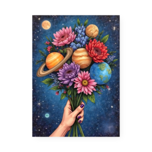Quadro Decorativo Buque Flores Planetas