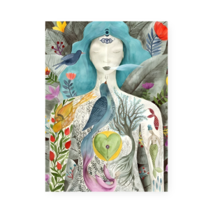 Quadro Decorativo Arte Mulher Natureza Colorida