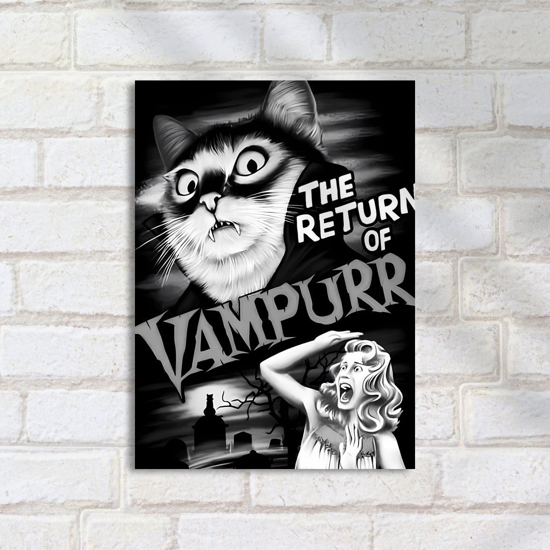 Quadro Decorativo Gato Vampiro Assustador Poster - Imagem 2