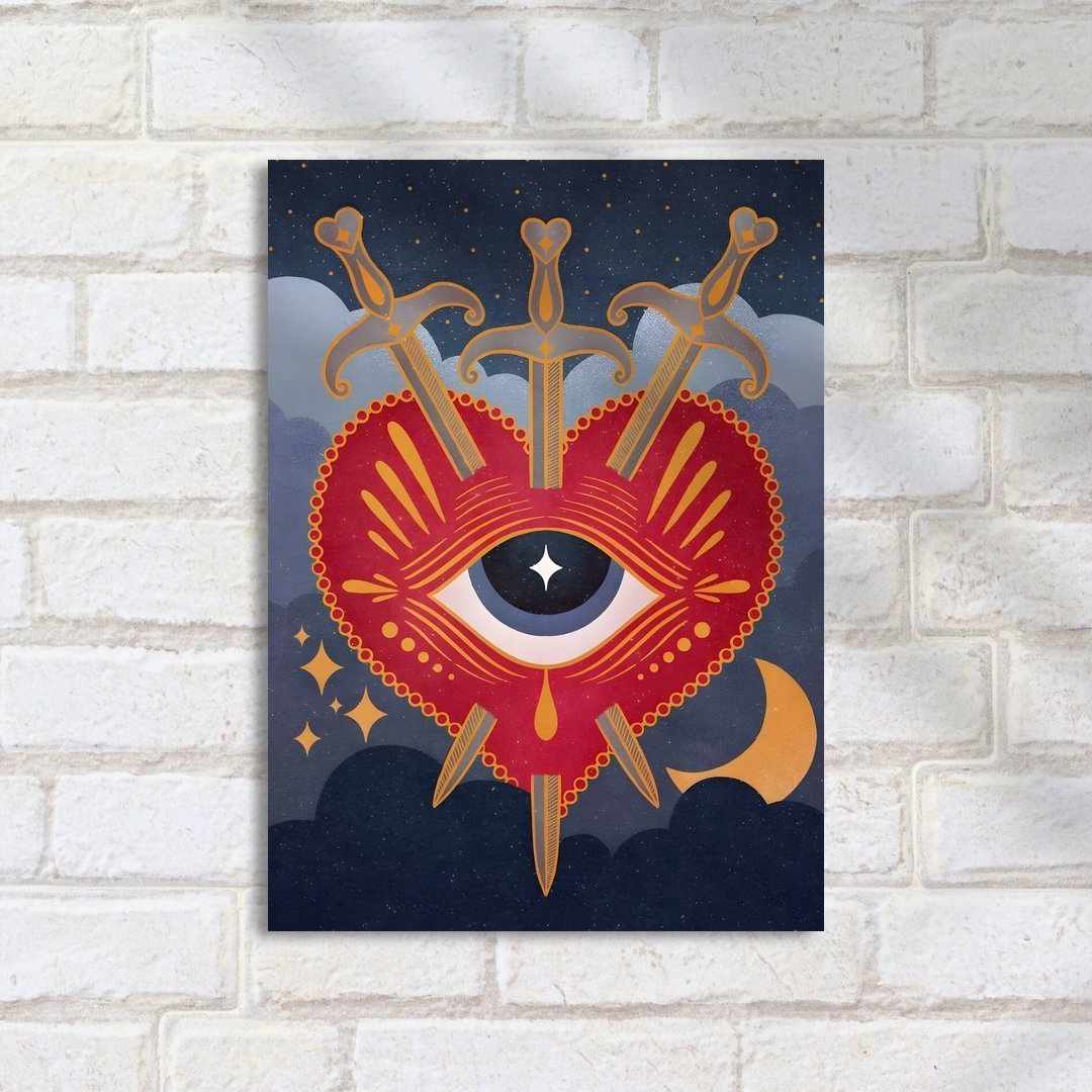 Quadro Decorativo Coração Olho Espadas - Imagem 2