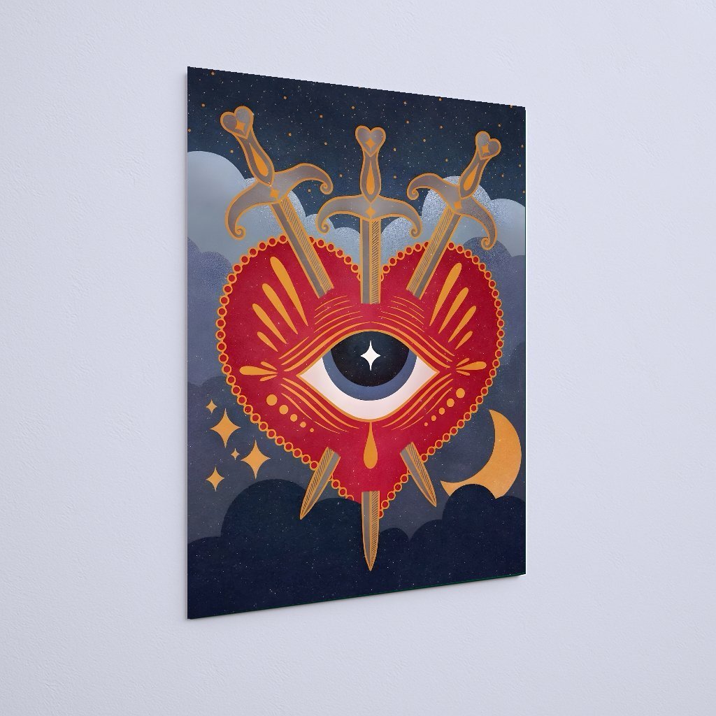 Quadro Decorativo Coração Olho Espadas - Imagem 3