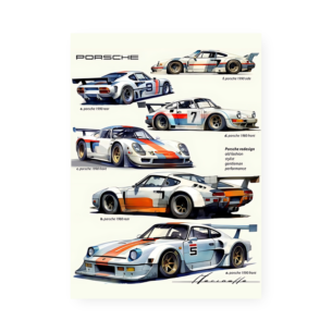 Quadro Decorativo Porsche Carros Design Vintage