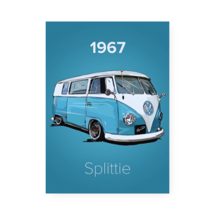 Quadro Decorativo Kombi 1967 Azul Vintage