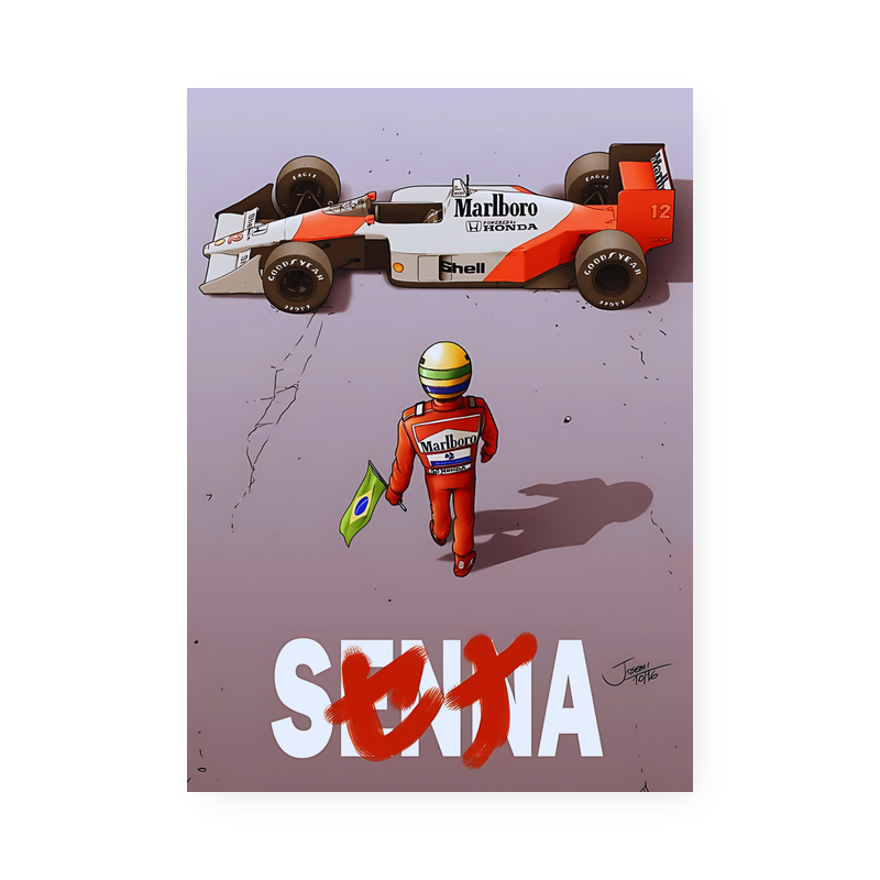 Quadro Decorativo Senna Carro Bandeira Brasil