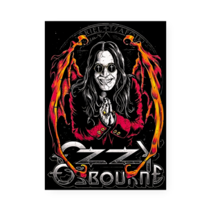 Quadro Decorativo Ozzy Osbourne Fogo Ilustracao