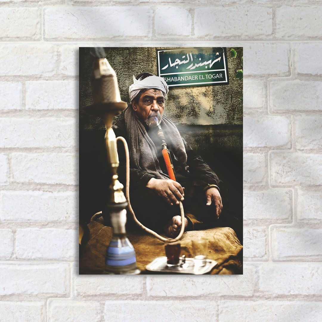 Quadro Decorativo Homem Fumando Narguile Cafe - Imagem 2