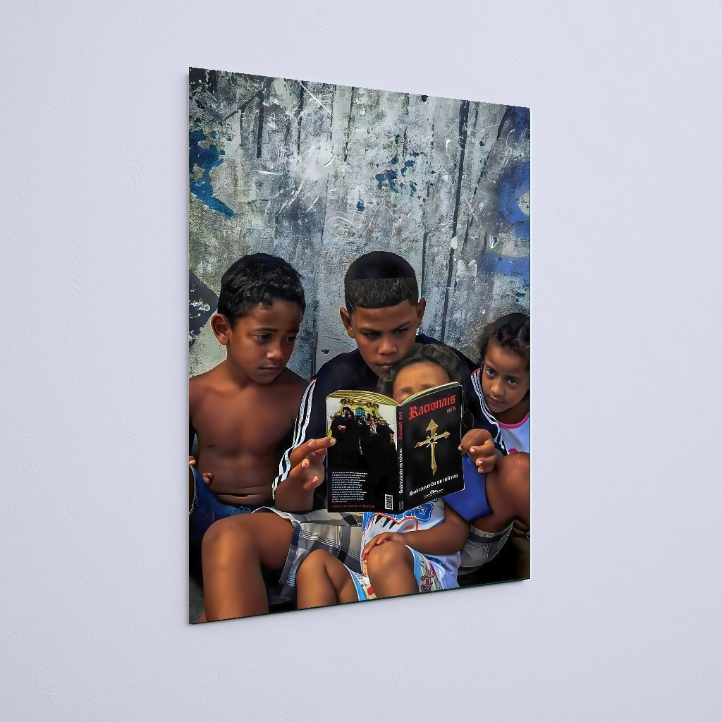 Quadro Decorativo Crianças Lendo Livro Rap - Imagem 3