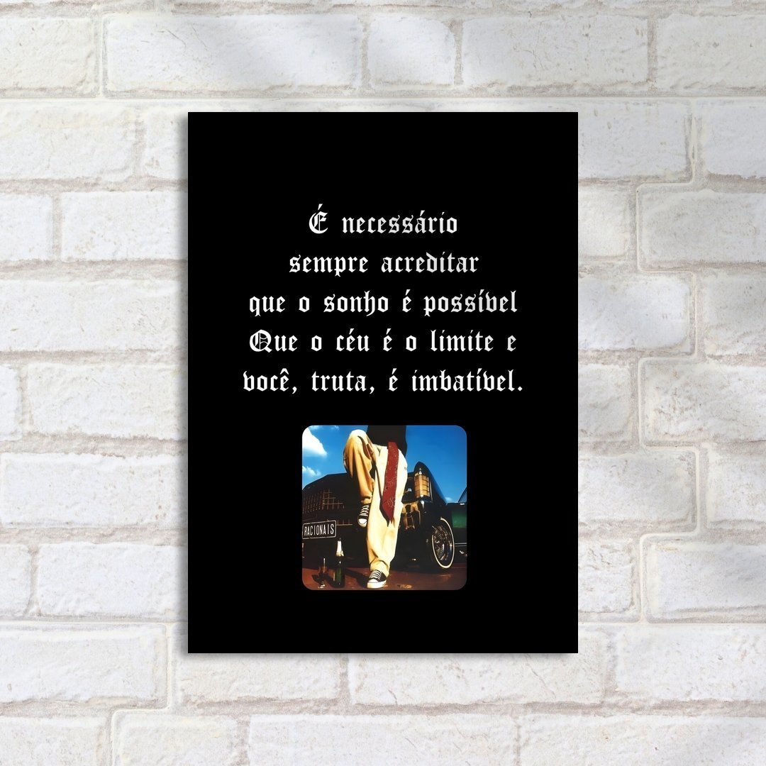 Quadro Decorativo Citação Racionais Mc S Carro - Imagem 2