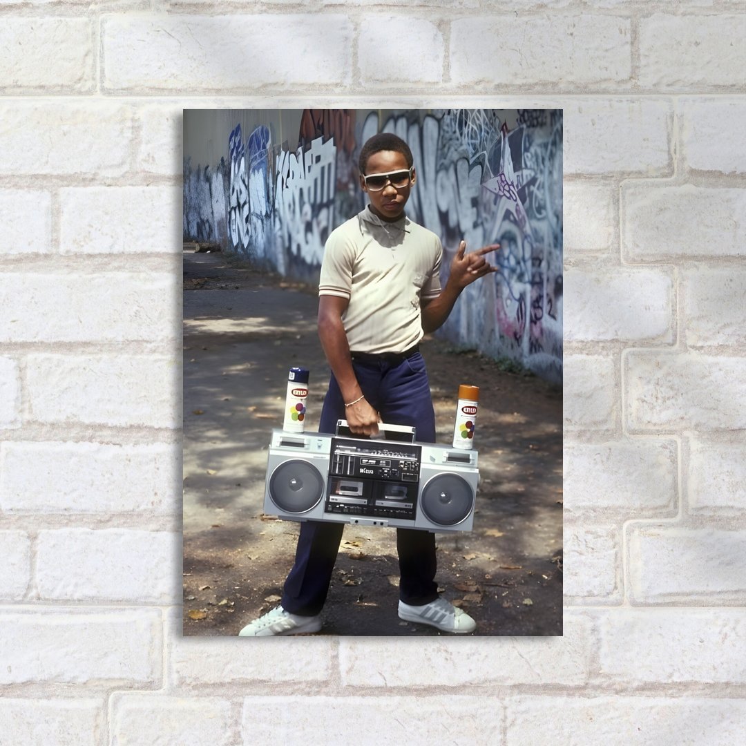 Quadro Decorativo Jóvem Boombox Graffiti Ochentas - Imagem 2