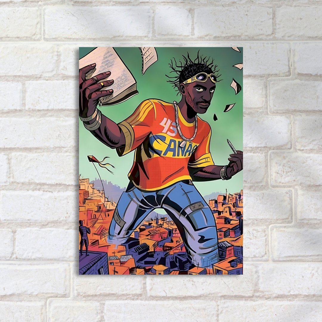 Quadro Decorativo Desenho Homem Gigante Favela - Imagem 2