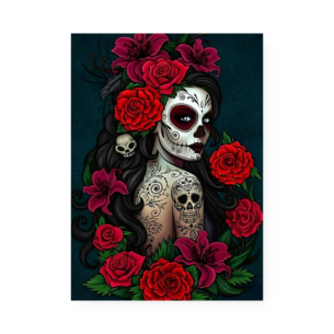 Quadro Decorativo Catrina Flores Caveira Tatuagens