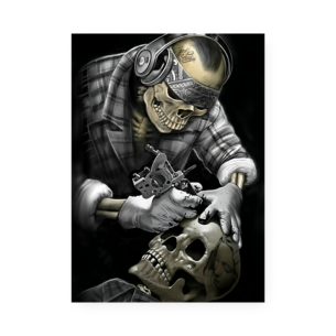 Quadro Decorativo Esqueleto Tatuador Caveira Tatuagem
