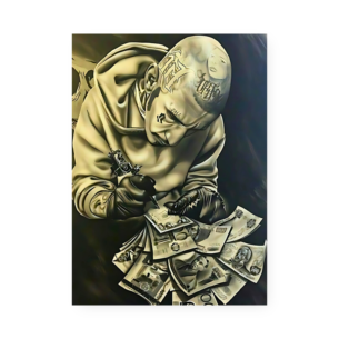 Quadro Decorativo Tattoo Dinheiro Artista Caveira